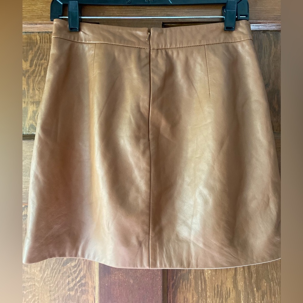Michelle Mason Lambskin Leather Tan Leather Skirt.